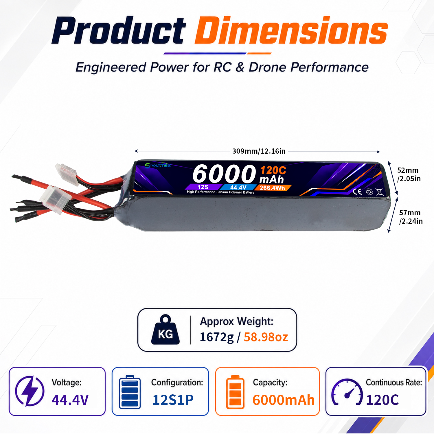 Yattox 12S 6000mAh 120C 100% L – Rc Helicopter Large recenzja i cena